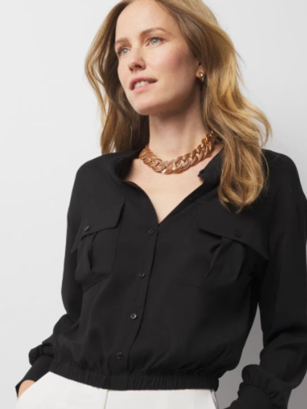 Victoria's Secret Slack Silk Button-Up Shirt Size XS